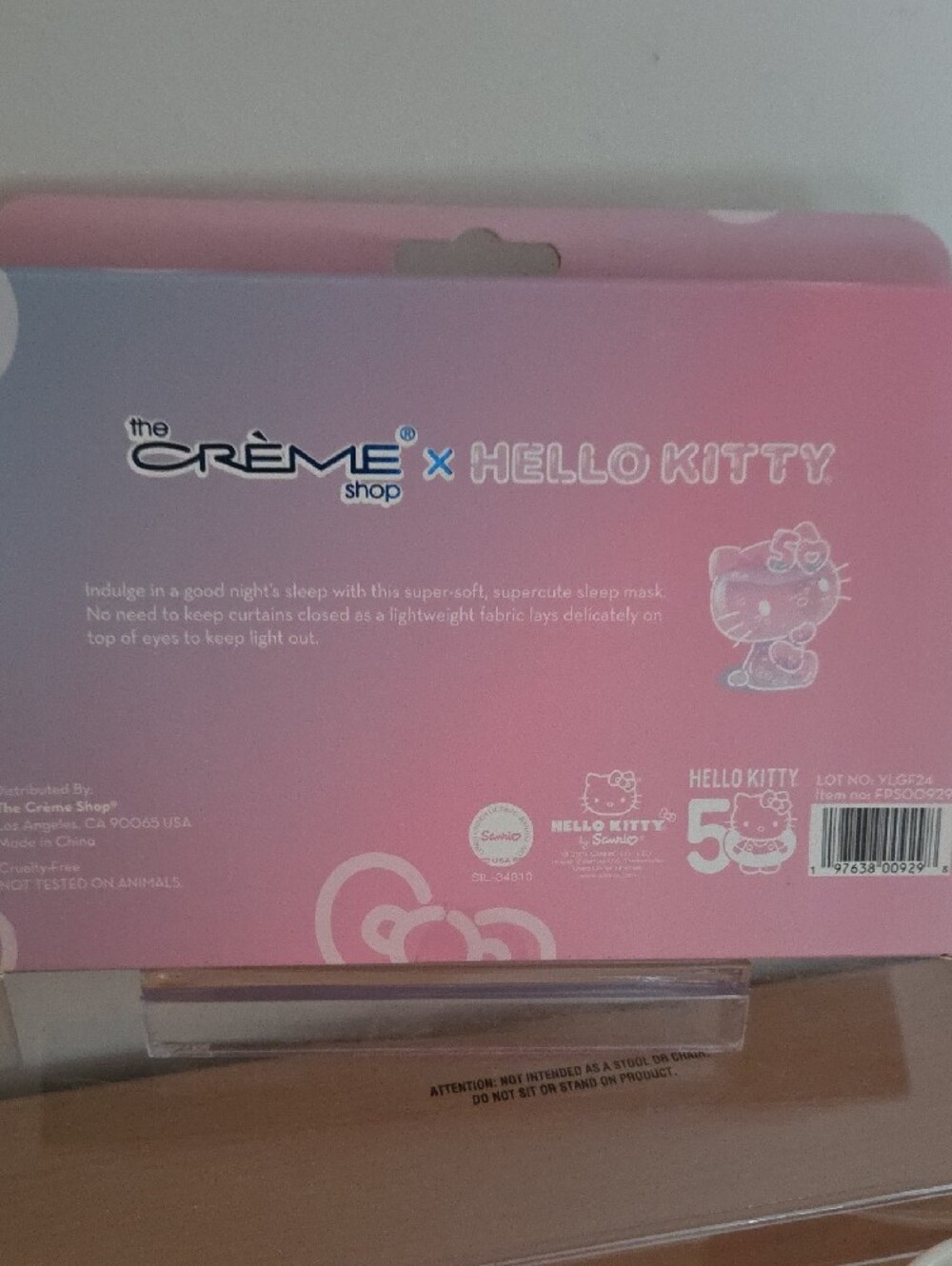 Hello Kitty Plushie Sleep Mask by The Crème Shop - Pink NIP 50th Anniversay - Picture 4 of 4